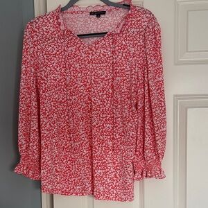 Adrianna Papell Red Floral Blouse